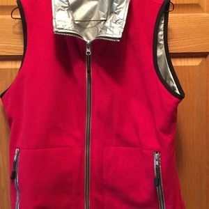 WOMENS ST JOHNS BAY FLEECE VEST - REVERSABLE -Red